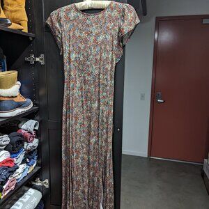 Lulus Garden's Delight Black Floral Print Cutout Midi Dress (Medium)